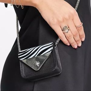 French connection zebra print bag with chain